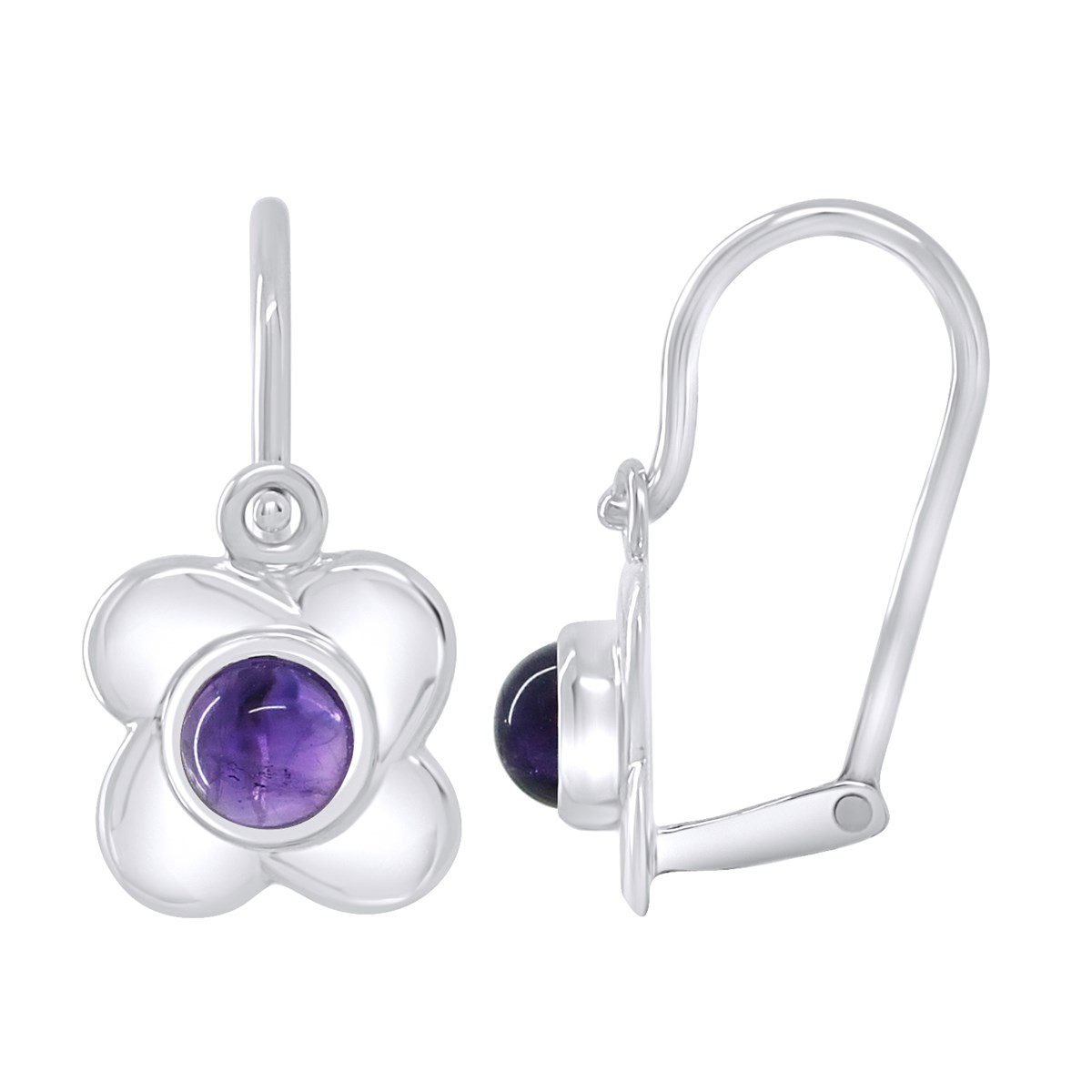 Boucles d'Oreilles FLEUR MAUVE - Argent 925