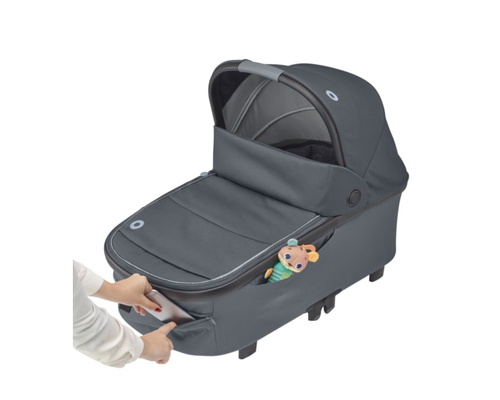 Oria XXL 0 - 9 M   0 - 9 kg    Relaxfunktion in Liegeposition |    Mit Regenschutz und Sonnenverdeck |    Nap-Keeper für ungestörten Schlaf |    Riesige Babywanne |