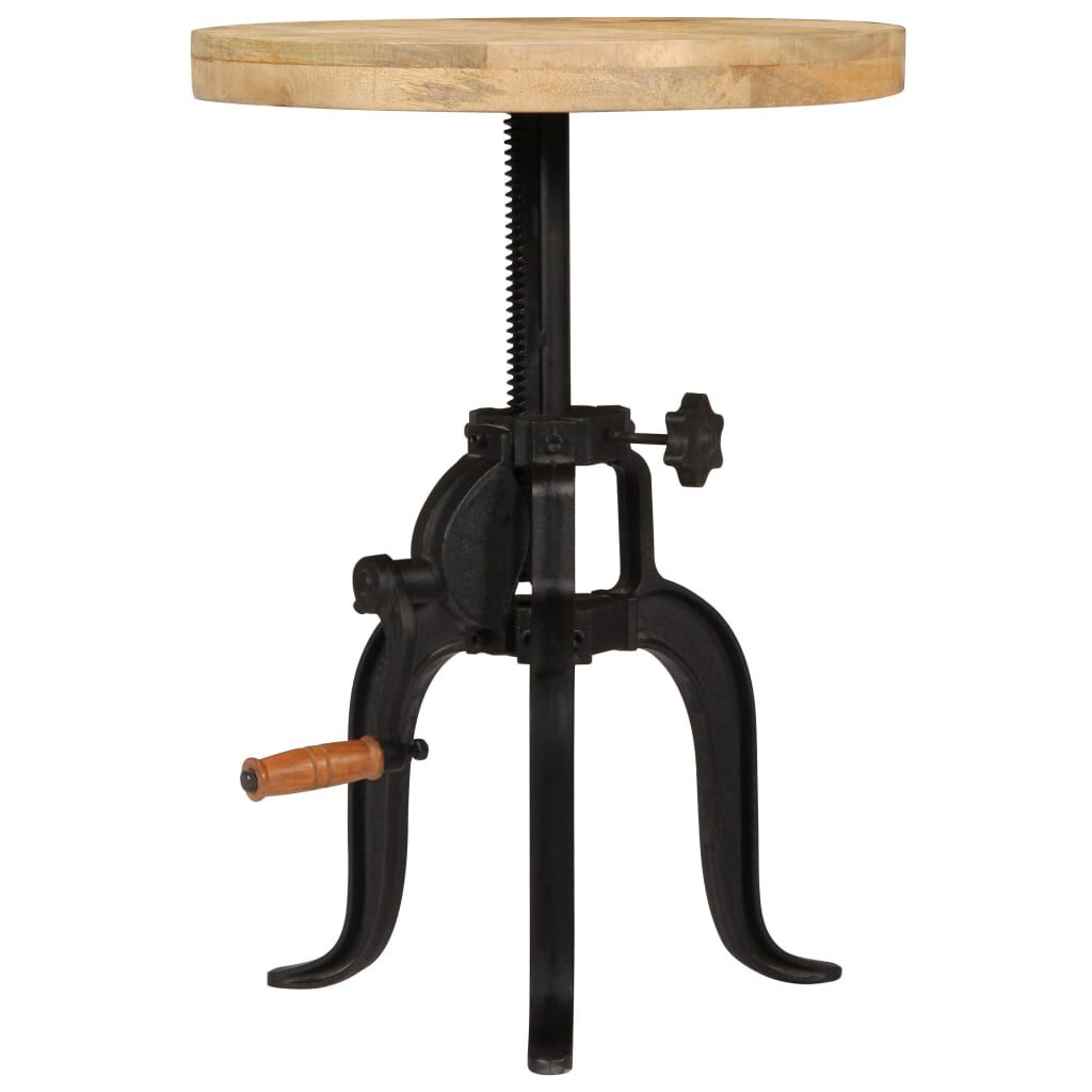 vidaXL Bijzettafel 45x (45-62) cm massief mangohout en gietijzer