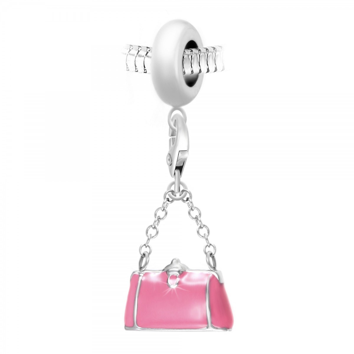 Charm perle SC Crystal en acier avec pendentif sac à main rose