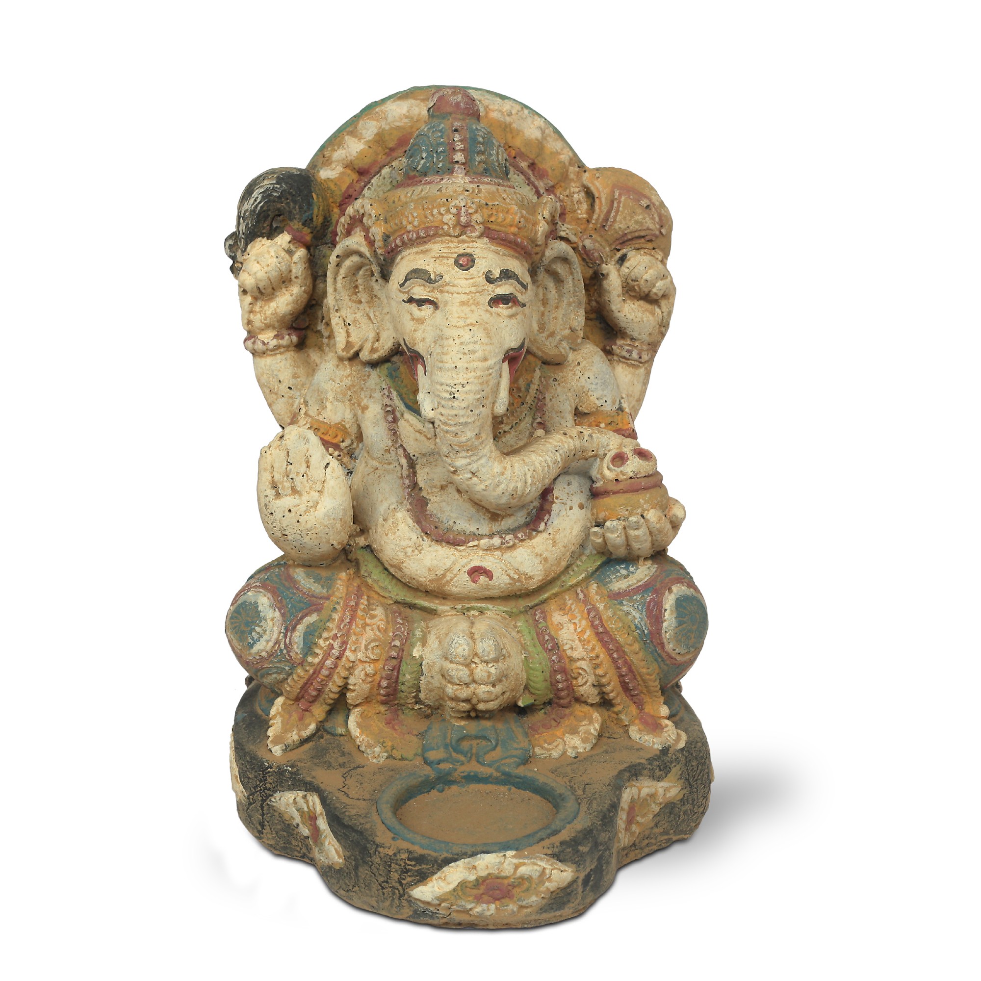 Statue 'Ganesha sitzend' mit Teelichthalter, multicolor, H 23 cm, L 20 cm, B 15 cm von fischer's lagerhaus