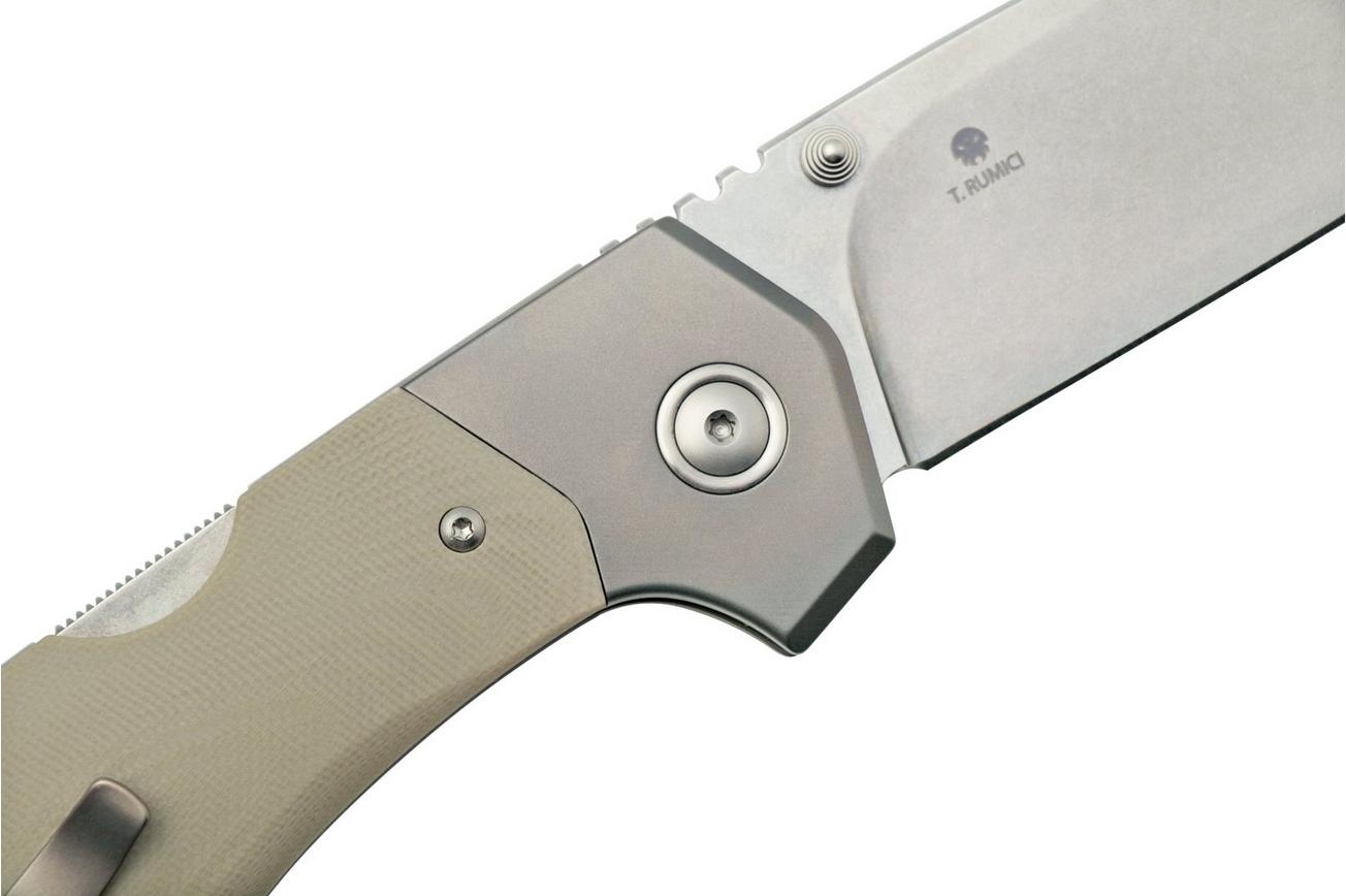 MKM Hero Stonewashed, Tan G10, Titanium Bolsters, zakmes