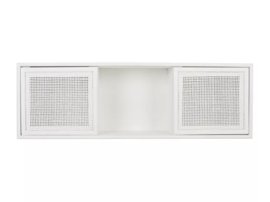 Étagère murale en bois et treillis blanc 81x17.5x26h