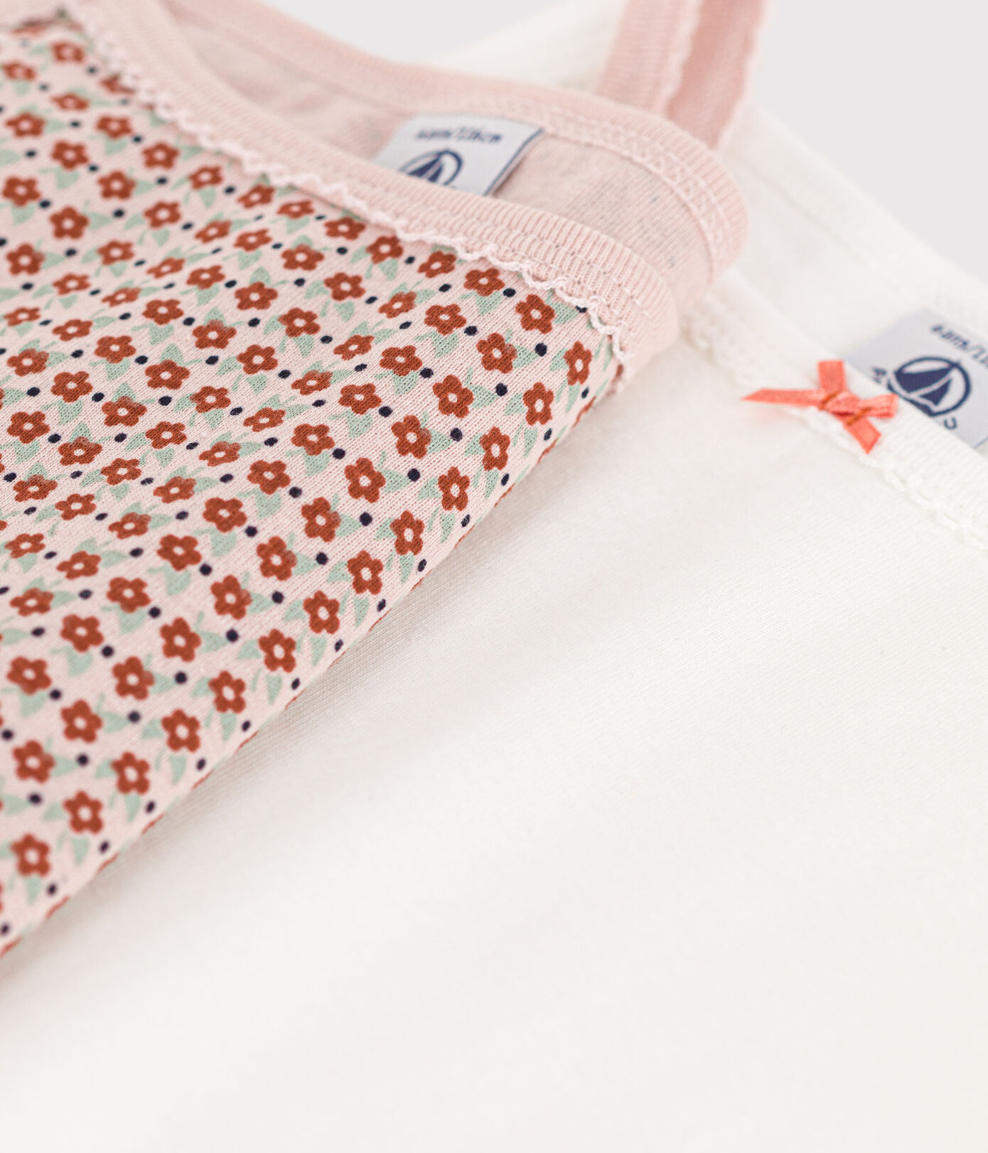 Lot de 2 chemises à bretelles fleur en coton petite fille