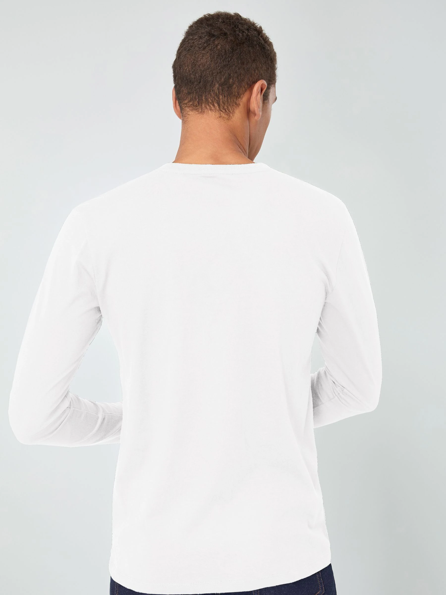 Wit - Normale Pasvorm - T-shirt met lange mouwen en ronde hals