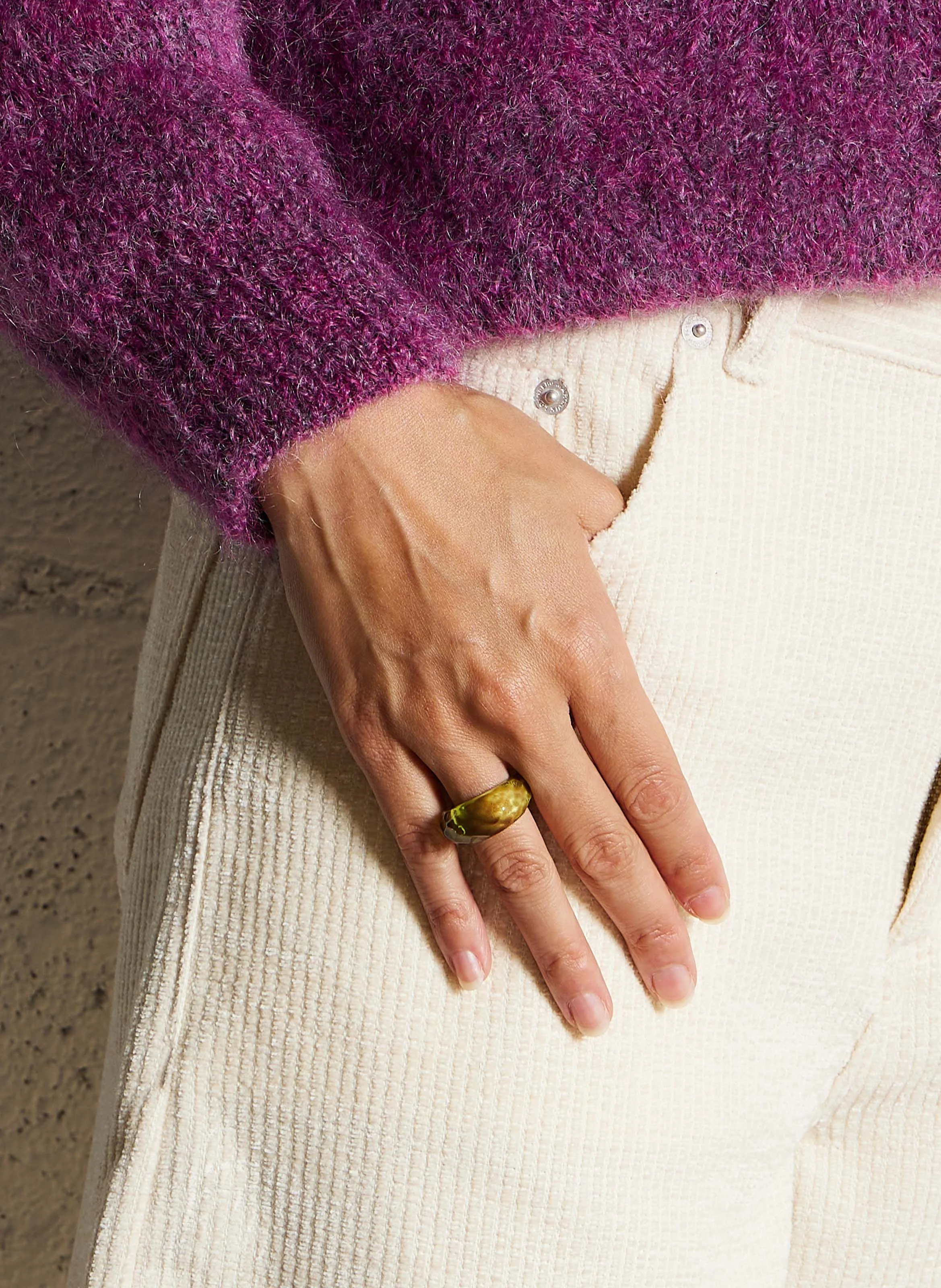 ABBIE - Bague ronde facettée | Vert