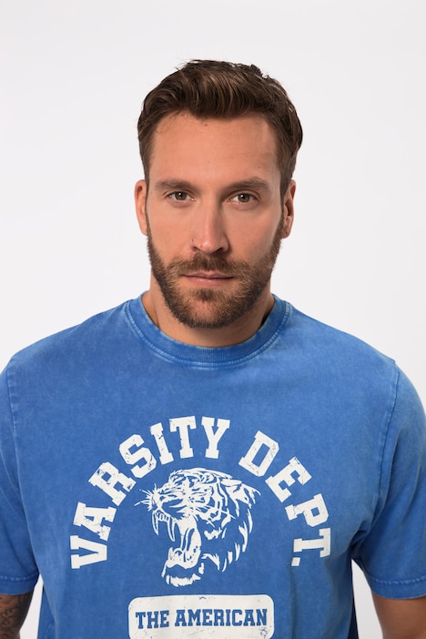T-Shirt, Halbarm, Vintage Look, Varsity Print, Rundhals, bis 8 XL