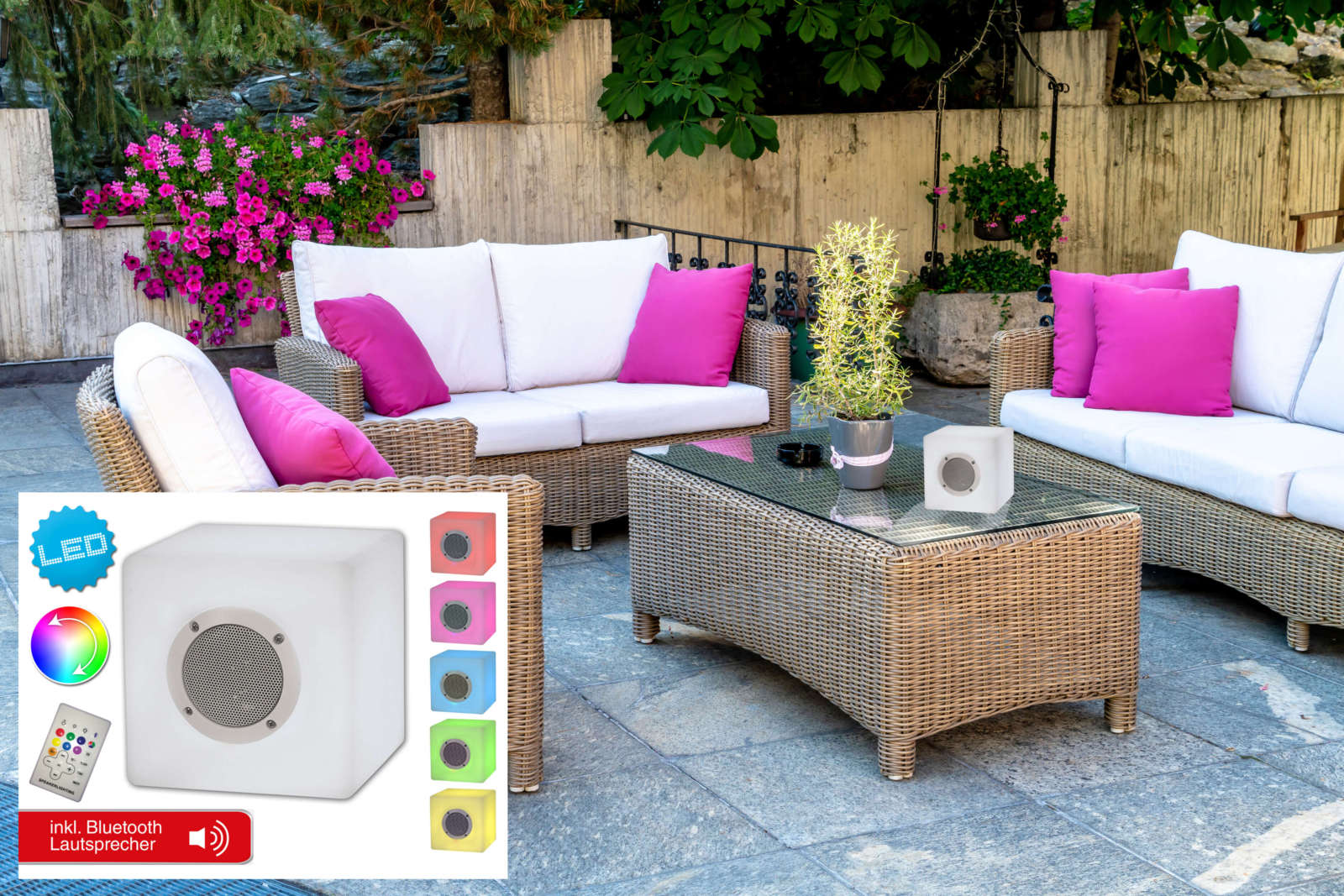 LED-Deko-Würfel CUBE - weiß - mit Bluetooth Speaker