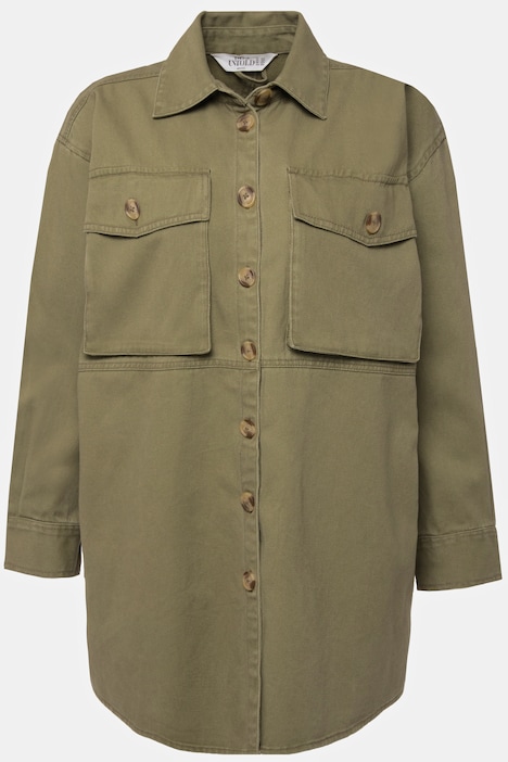 Jacke, Overshirt, oversized, Hemdkragen, Brusttaschen, Langarm