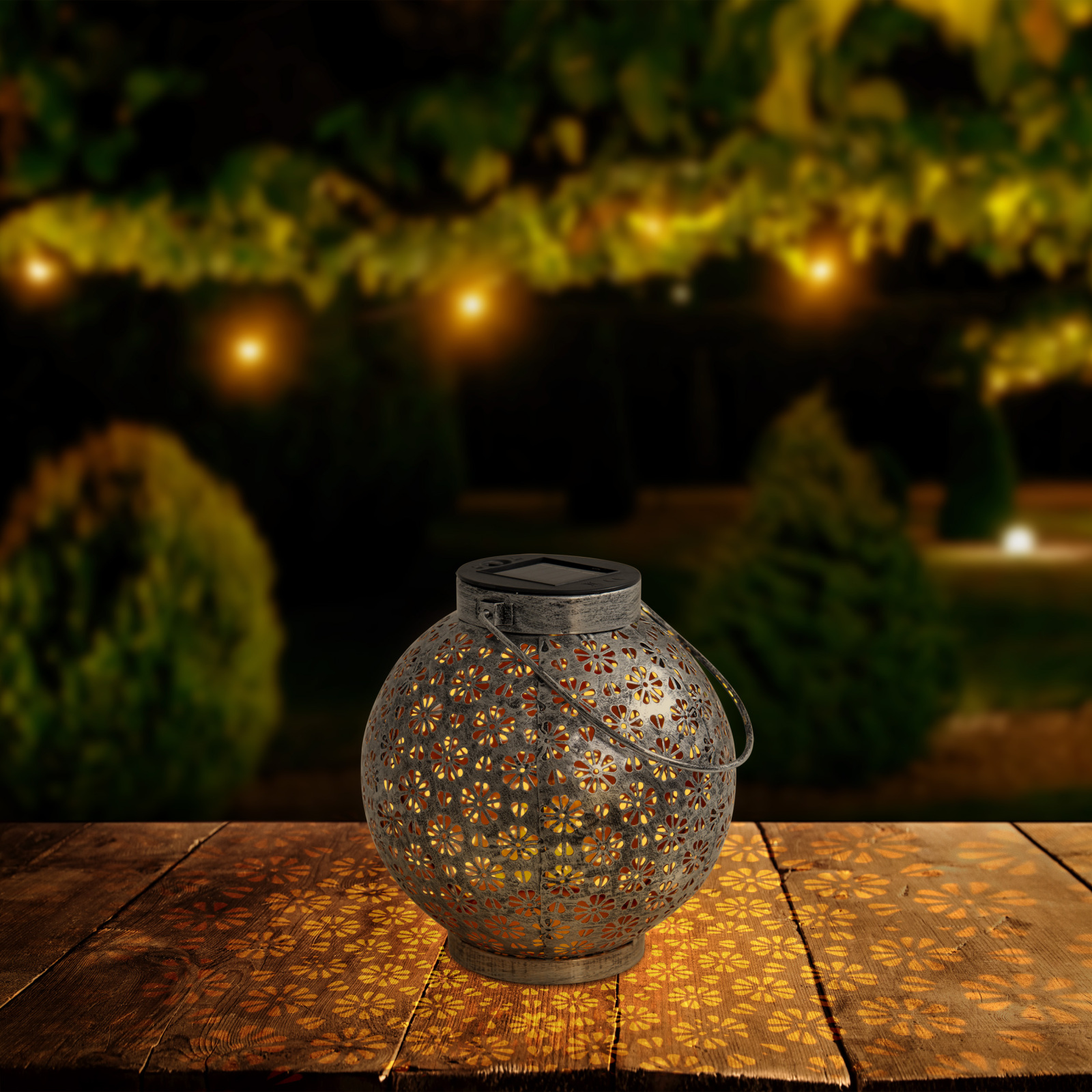 2er-Set LED-Deko-Solarleuchte - silber - Metall