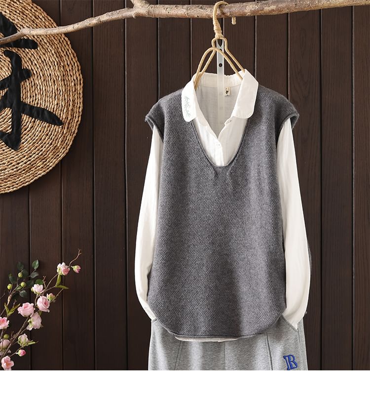ZIMO - V-hals effen trui-vest
