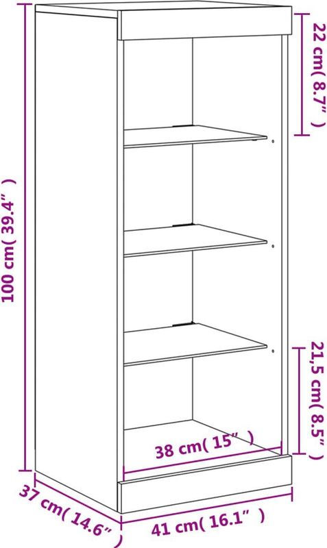vidaXL - Dressoir - Zwart - Hout - Met LED-verlichting