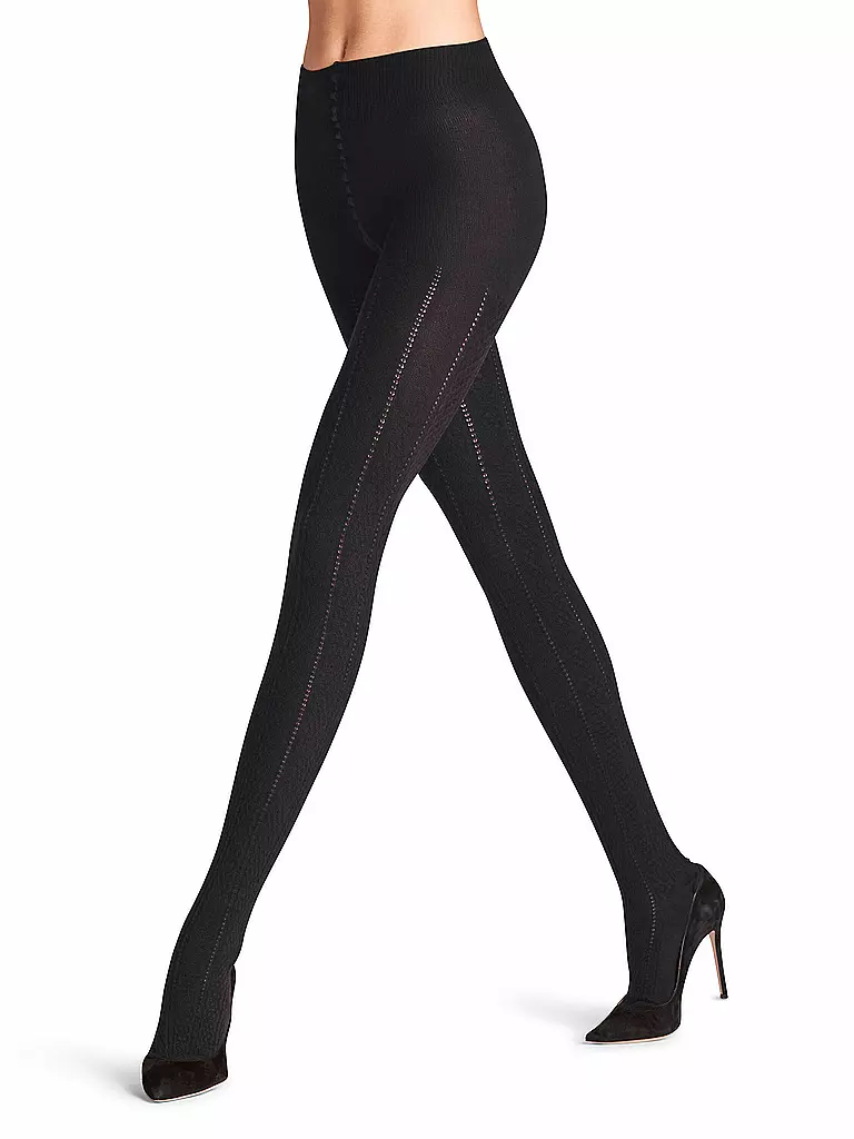 FALKE Strickstrumpfhose NEEDLEPOINT black schwarz
