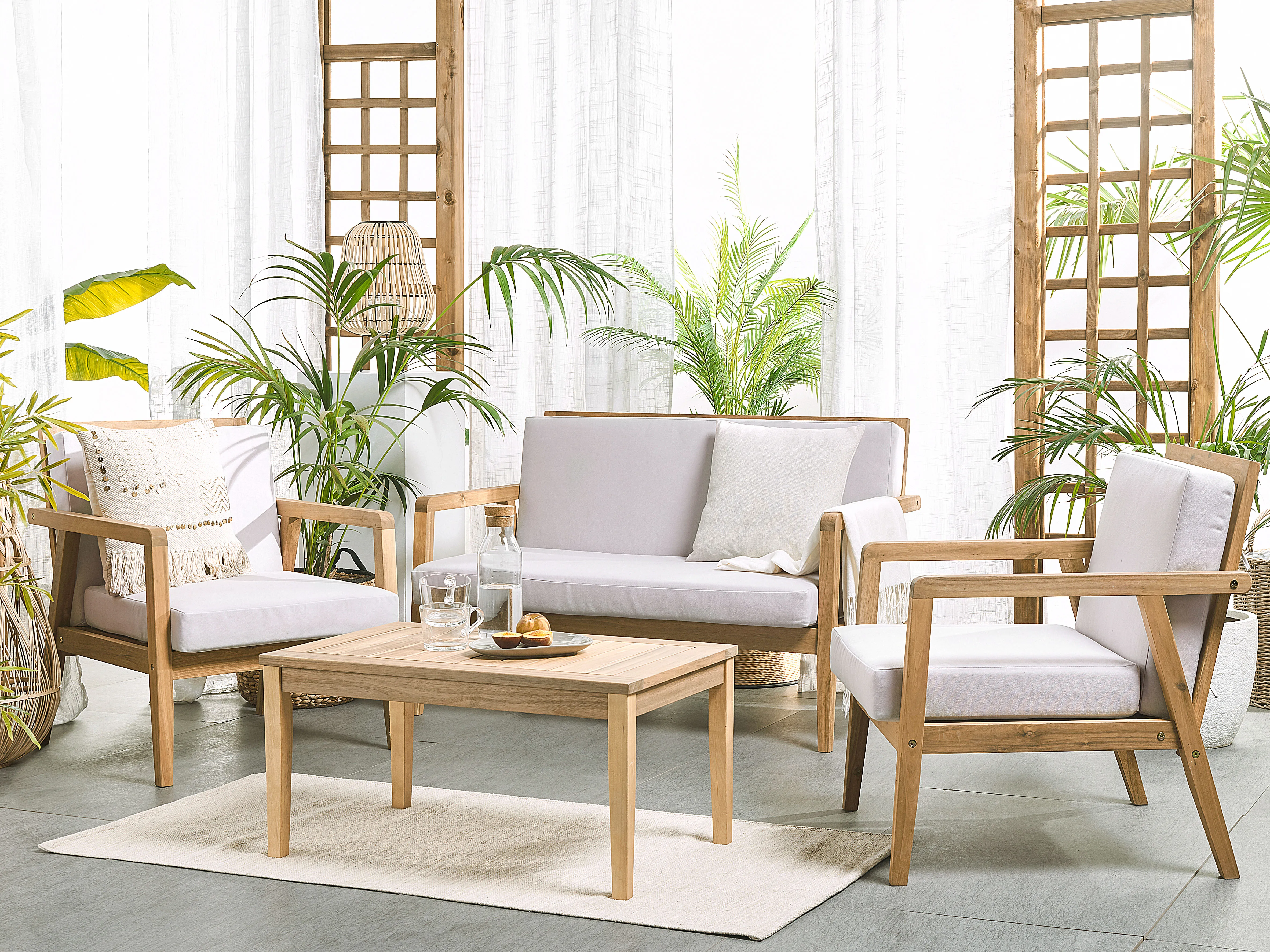 Loungeset met tafel 4-zits PALLANO Acaciahout Taupe