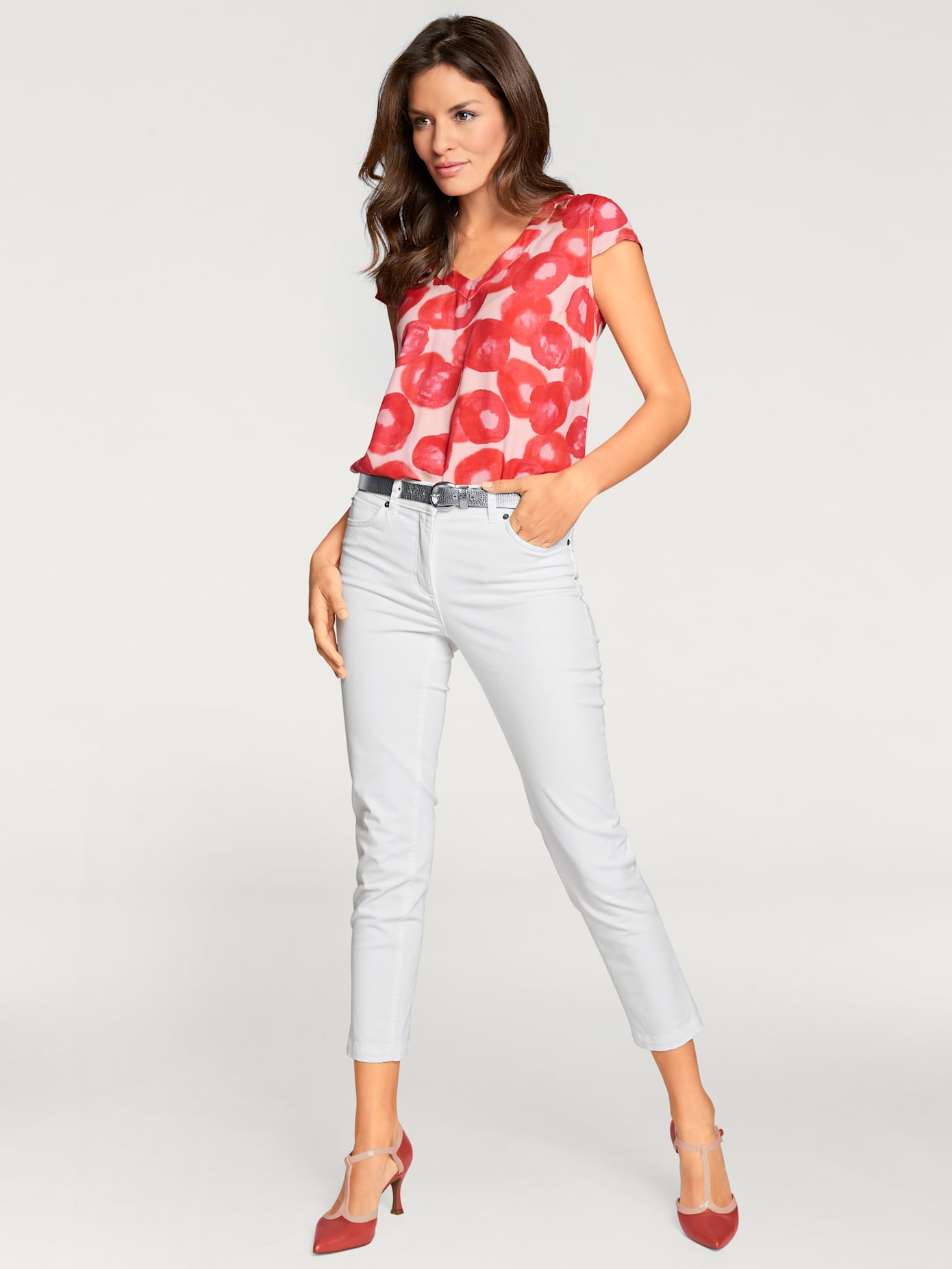 Jeans effet ventre plat longueur 7/8