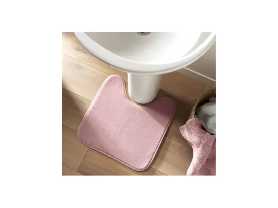 Tapis contour WC en microfibre unie - Rose clair - 45 x 45 cm