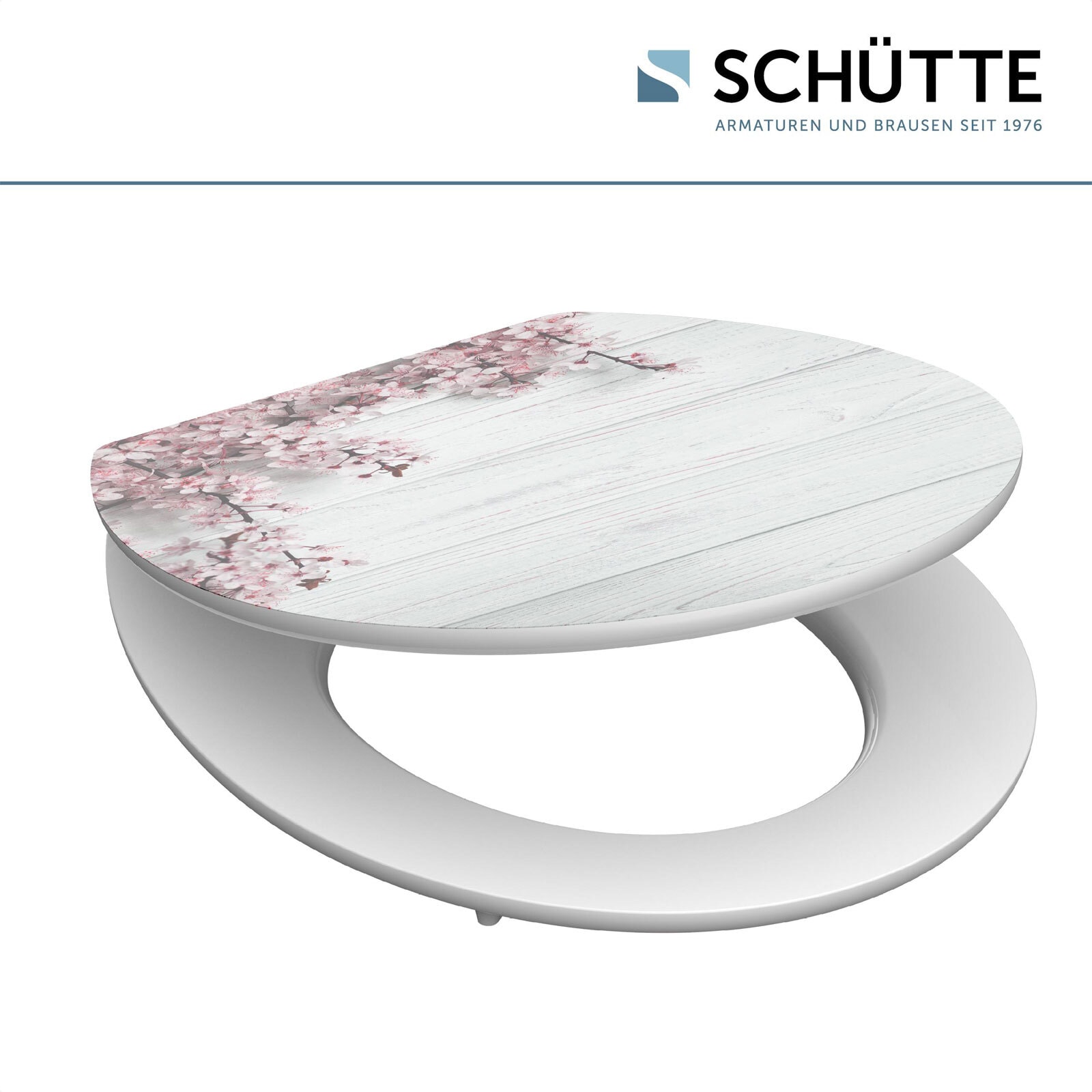 SCHÜTTE WC-Sitz High Gloss Flowers&Wood MDF Weiß ca. 37,5 x 3 x 44,5 cm