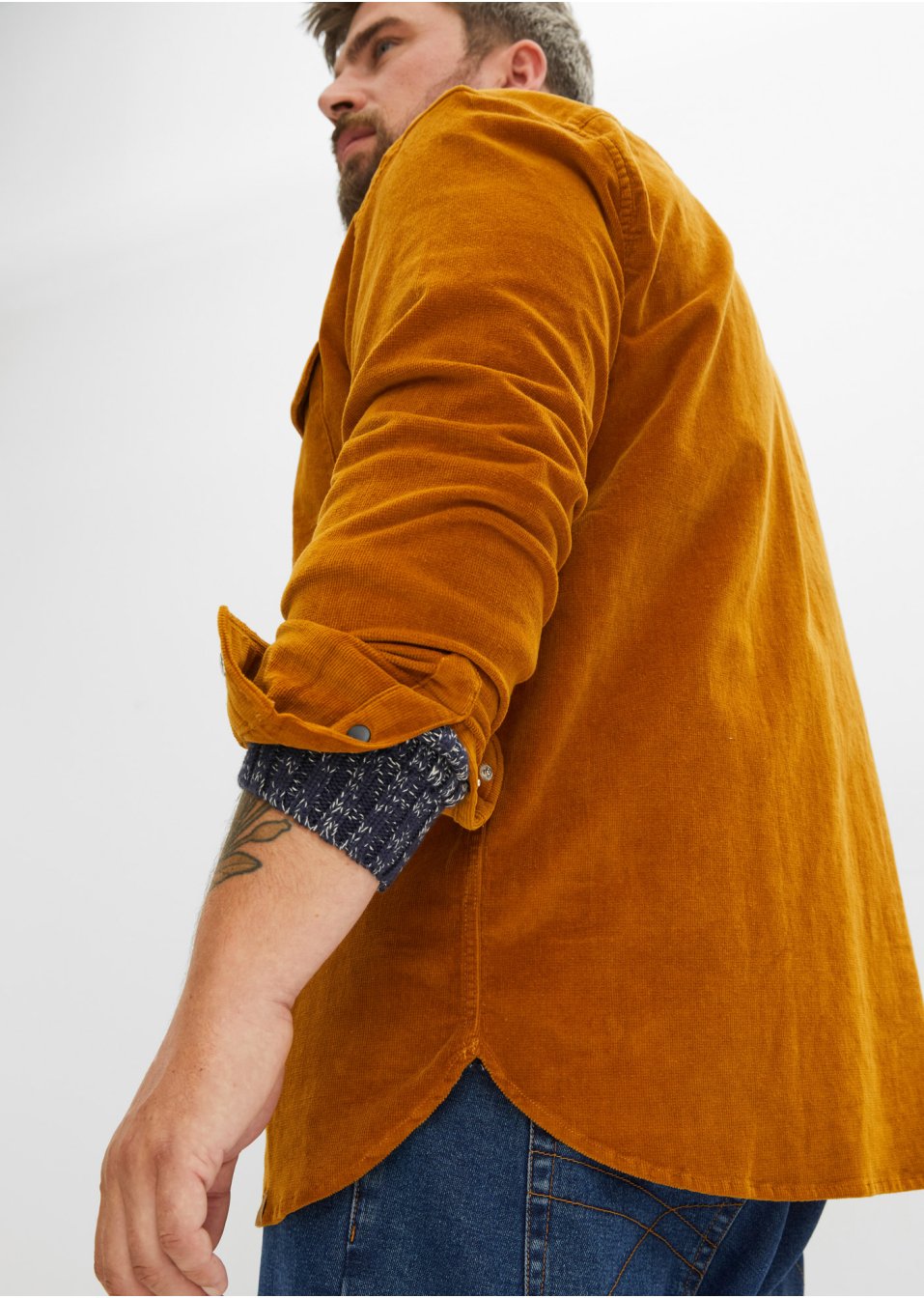 Chemise manches longues en velours côtelé, Loose Fit