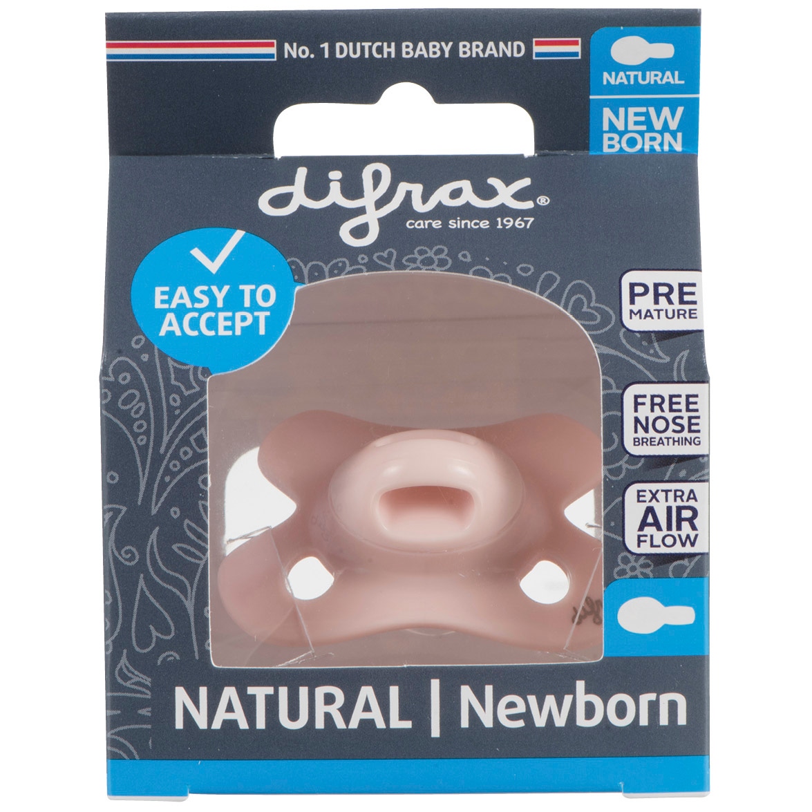 Difrax fopspeen Pure newborn roze