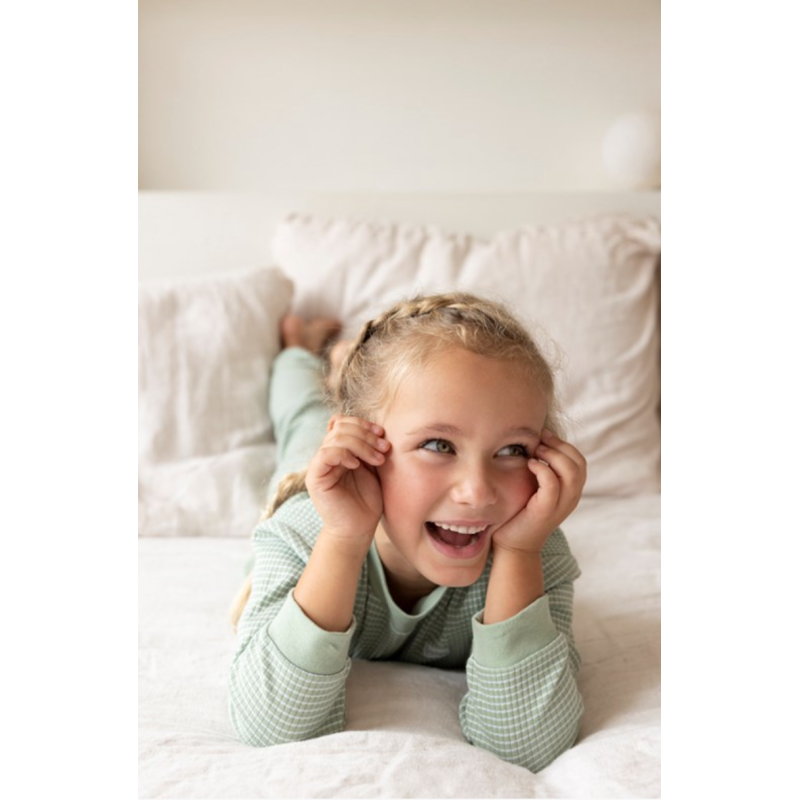 Feetje Wafel Pyjama Groen melange