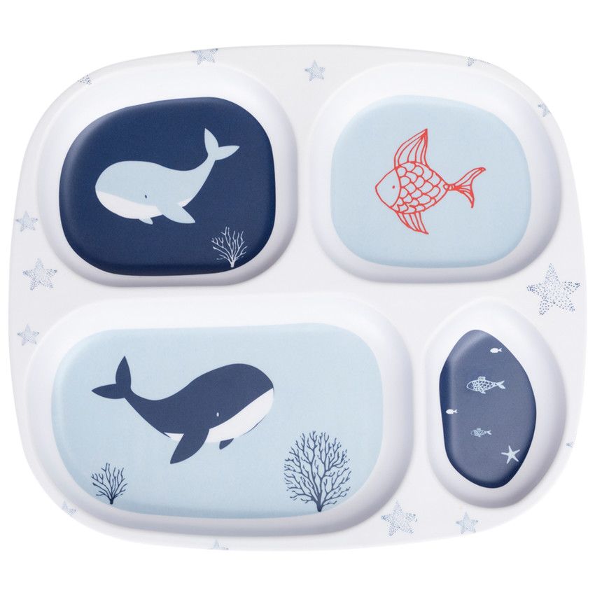 Assiettes à compartiments en mélaminé - Pretty Sea - Ecru