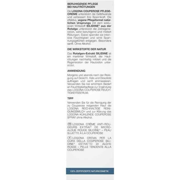 Logona Med Couperose Pflegecreme Rotalgenextrakt Silidine, 30 ml