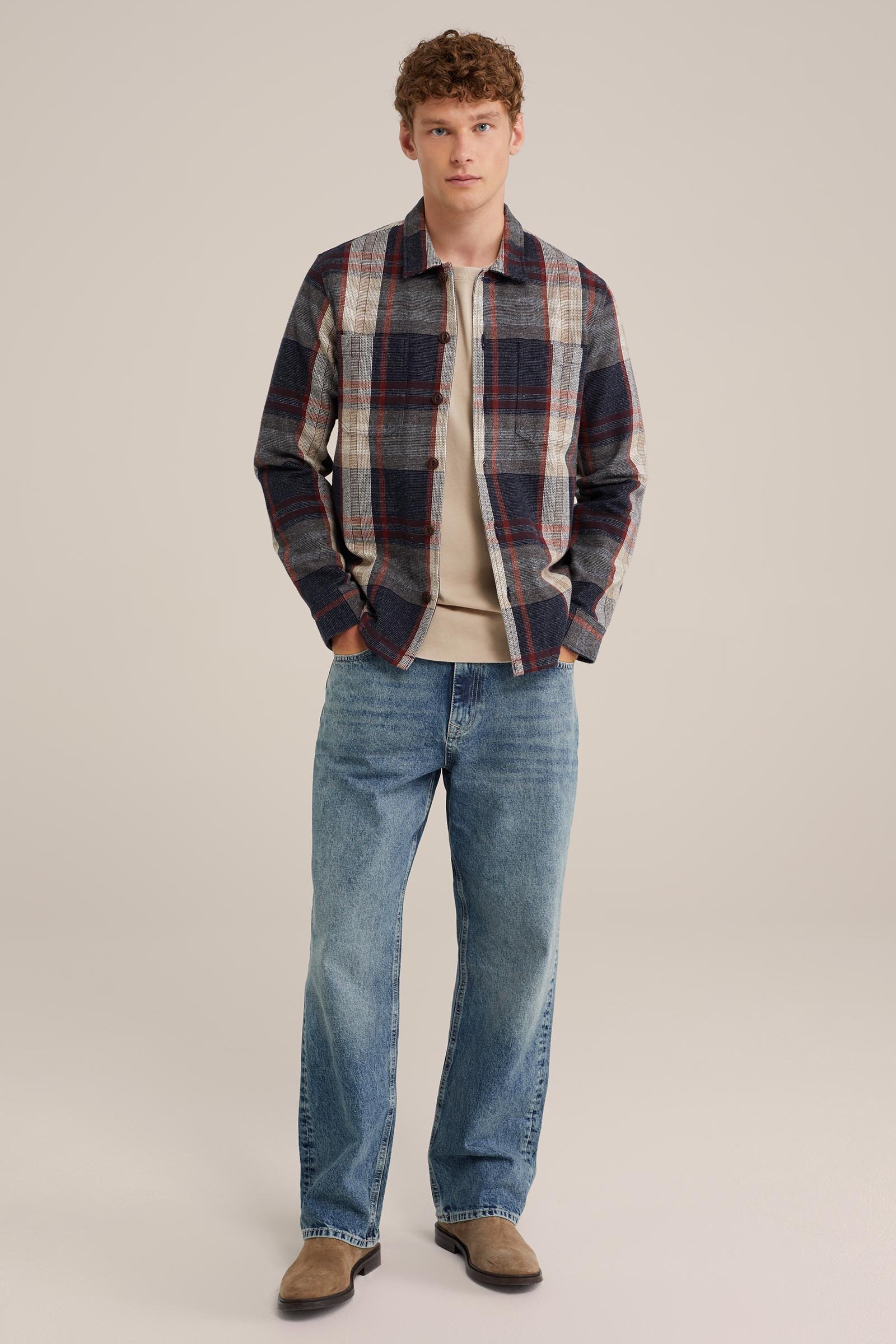 katoenen overshirt met dessin WE Fashion Donkerblauw