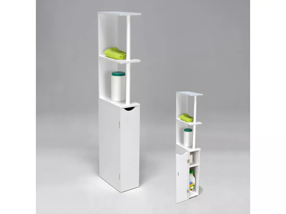 Meuble de toilettes SIBERIA 1 porte - 2 niches / Blanc