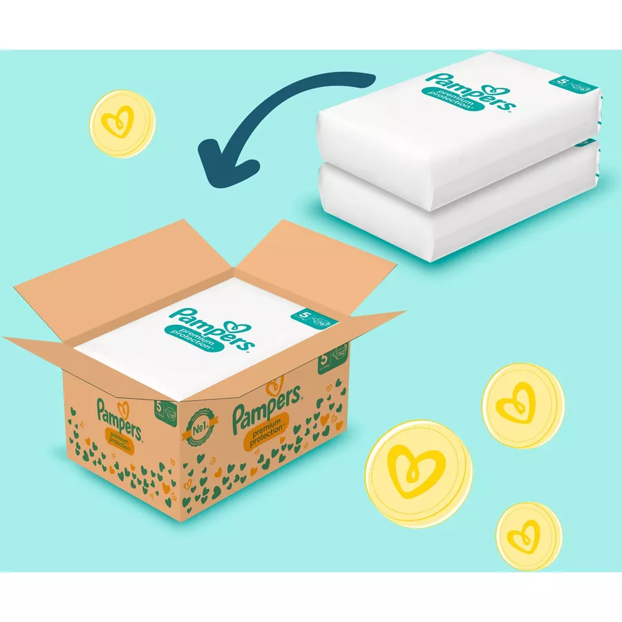 Pampers Premium Protection, Gr. 5 Junior, 11-16kg, Monatsbox (1x 152 Windeln)