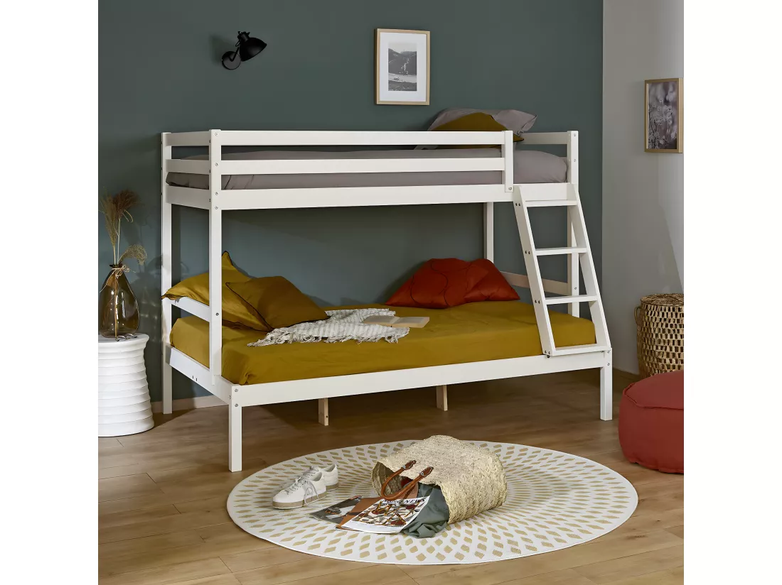 Lit superposé 120x190 cm bois massif bois naturel JULIAN