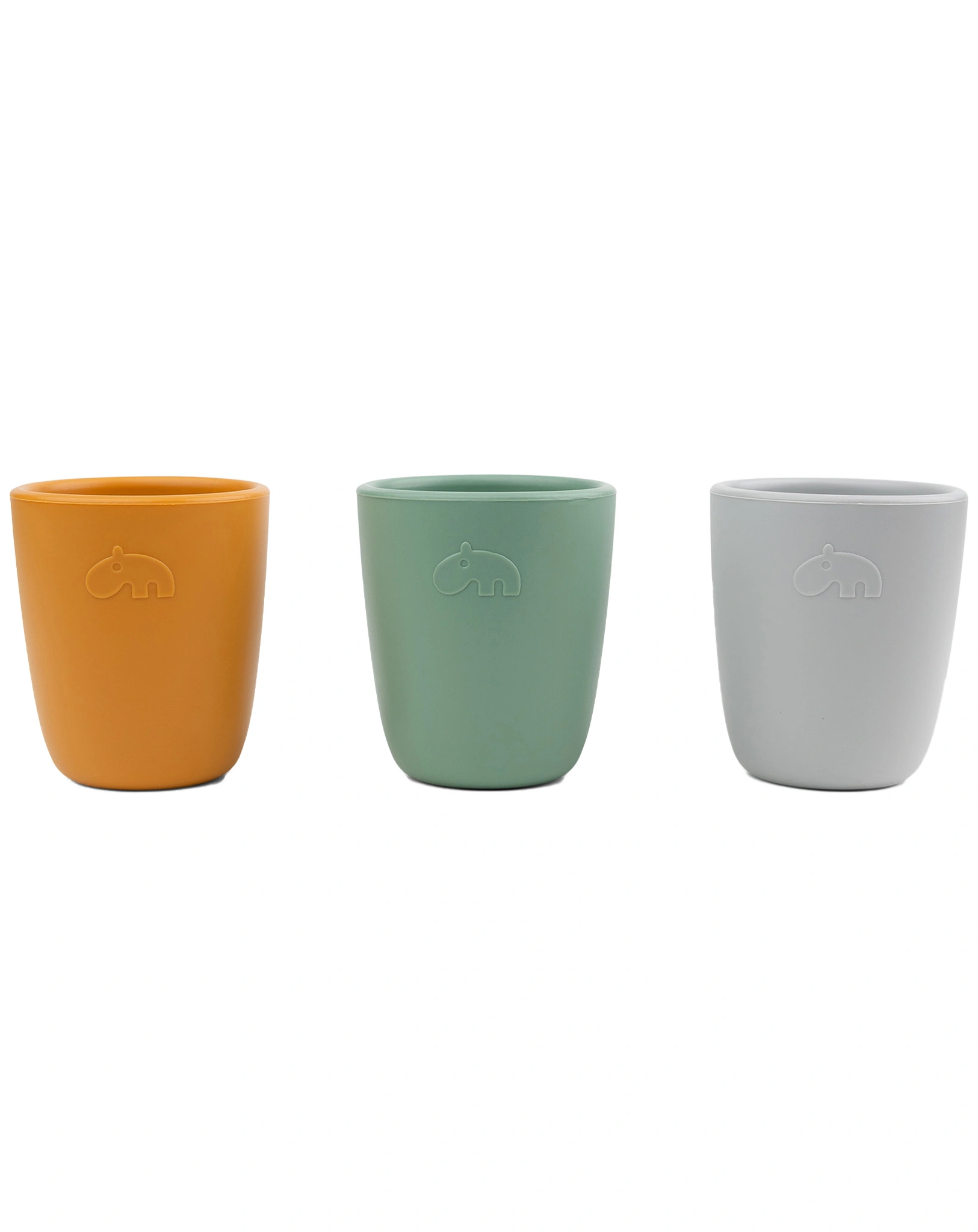 Silikon-Trinkbecher MIX 3er Pack in grün/senfgelb/grau