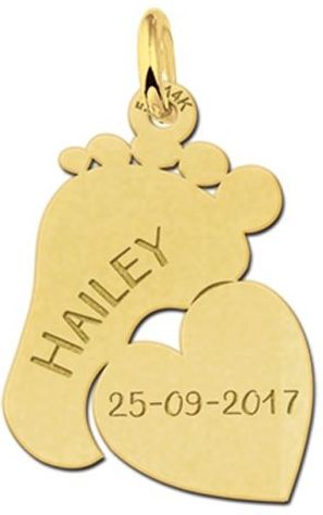 Gouden mama hanger met voetje en hart Names4ever