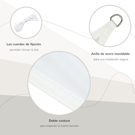 Toldo triangular Outsunny 3x3x3m, cor creme, para camping.