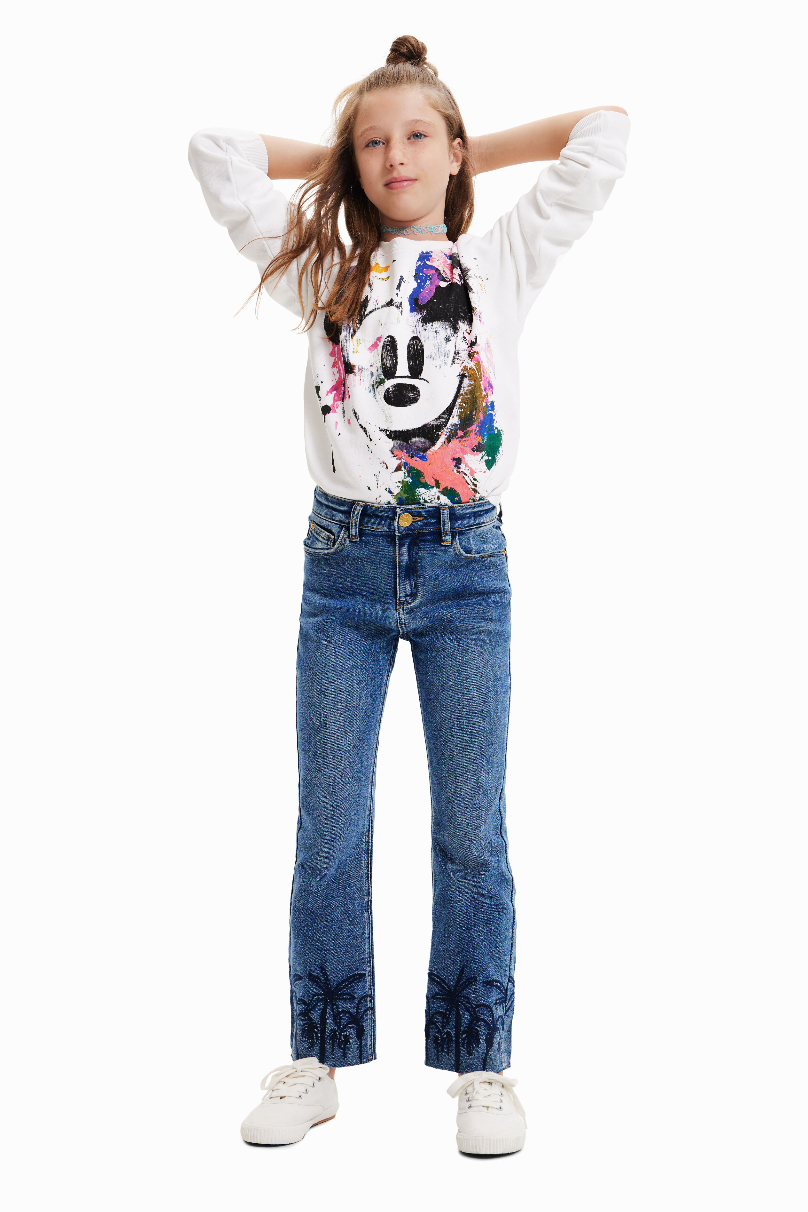 Jean flare long brodé