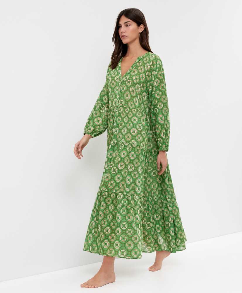 Vestido túnica, 100% algodão, estampado