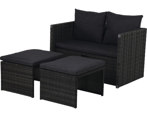 Garden Place Carter 3-in-1 multifunctionele balkonmeubelset, 2-4 zitplaatsen, 4-delig, antraciet rotan, inclusief zitkussens