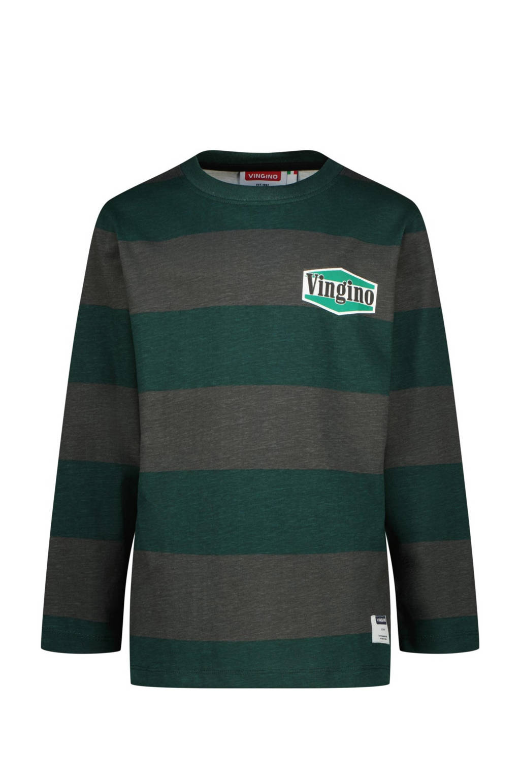 Vingino gestreepte longsleeve Jito donkergroen
