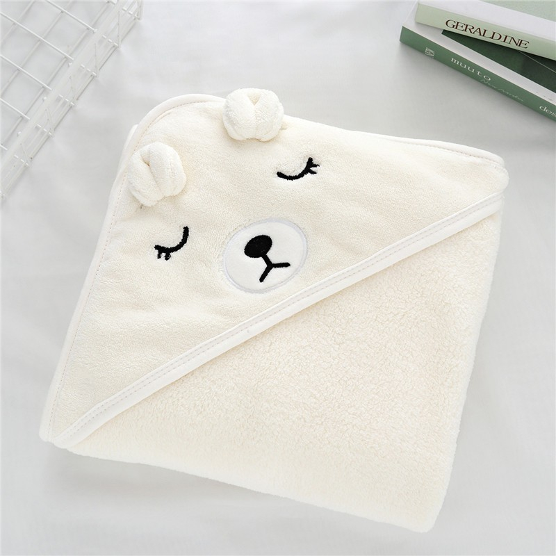 (2er Set) 80x80cm Baby Badehandtuch mit Kapuze - Weiss / Rosa
