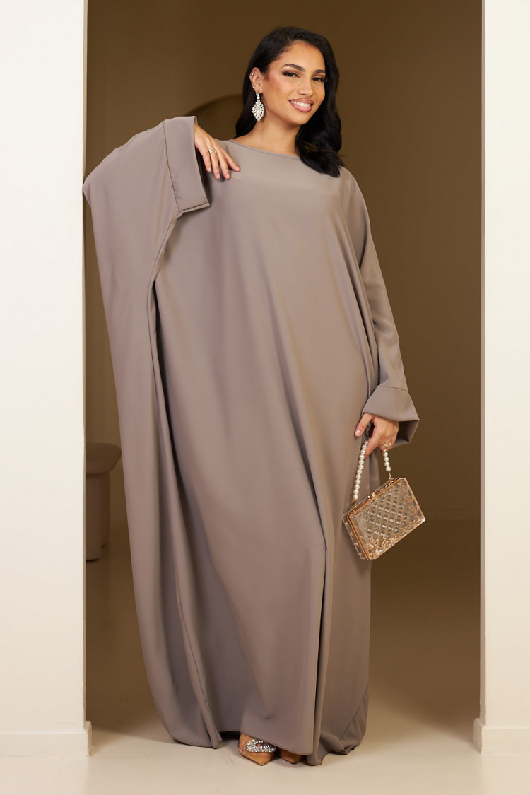 Abaya grise satinée uni