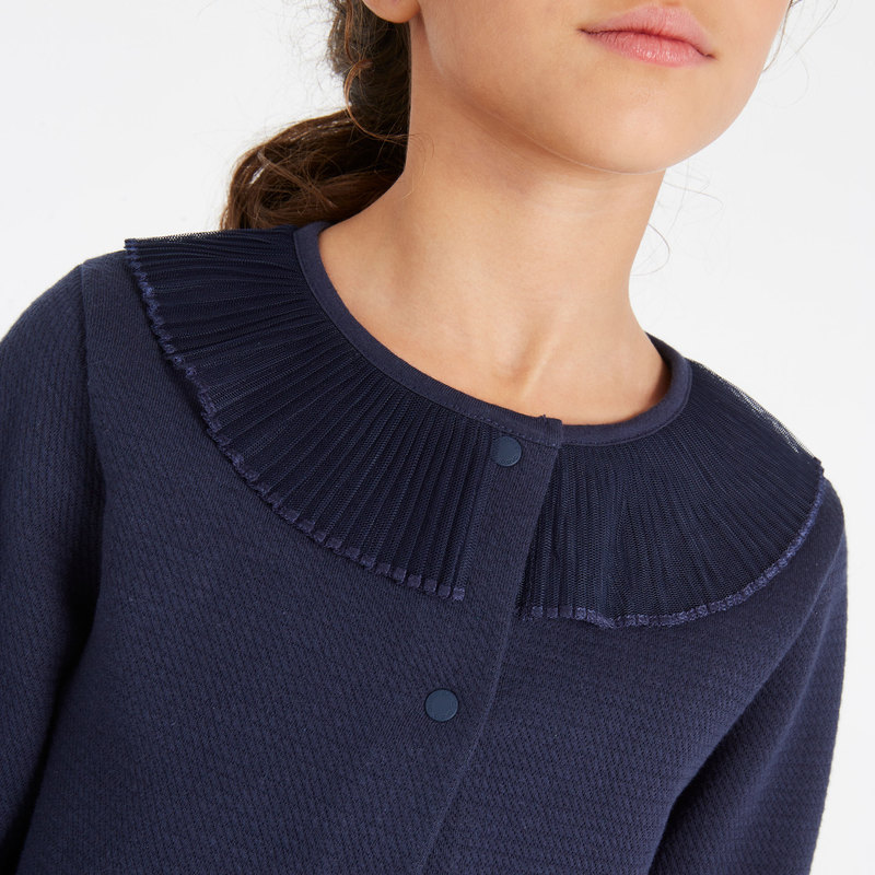 Cardigan à col collerette bleu fille