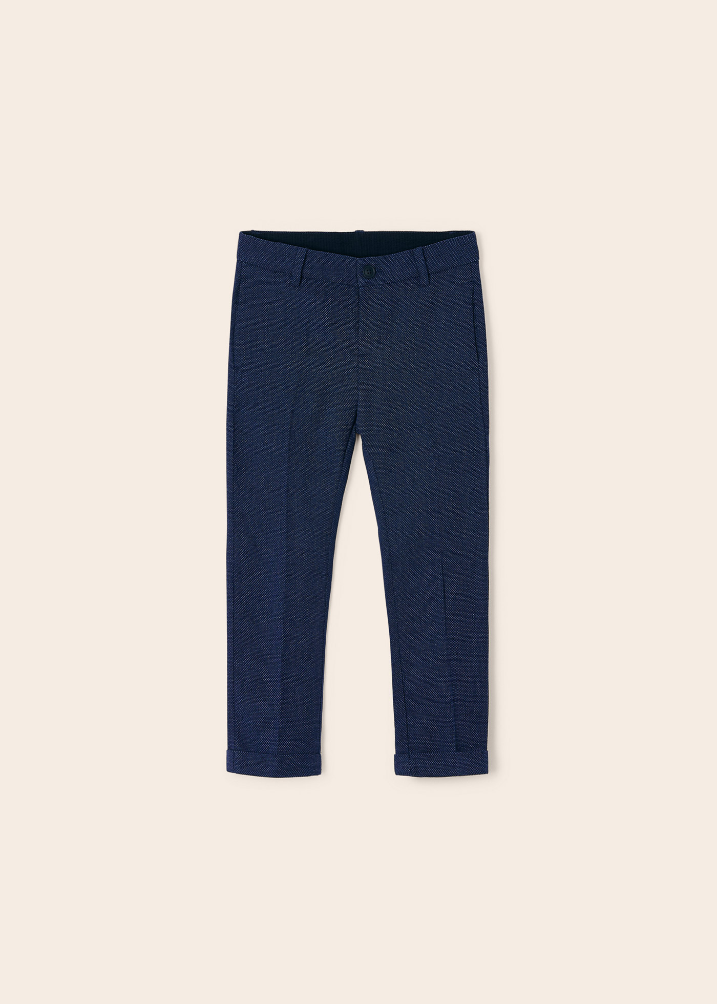 Calças chino de alfaiataria para meninos com algodão.