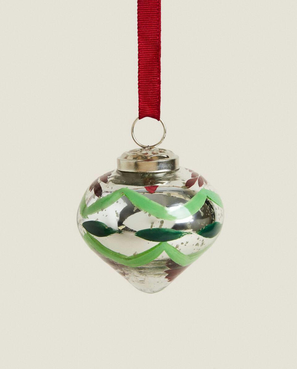 Pião giratório de vidro mercurizado para decoração de Natal