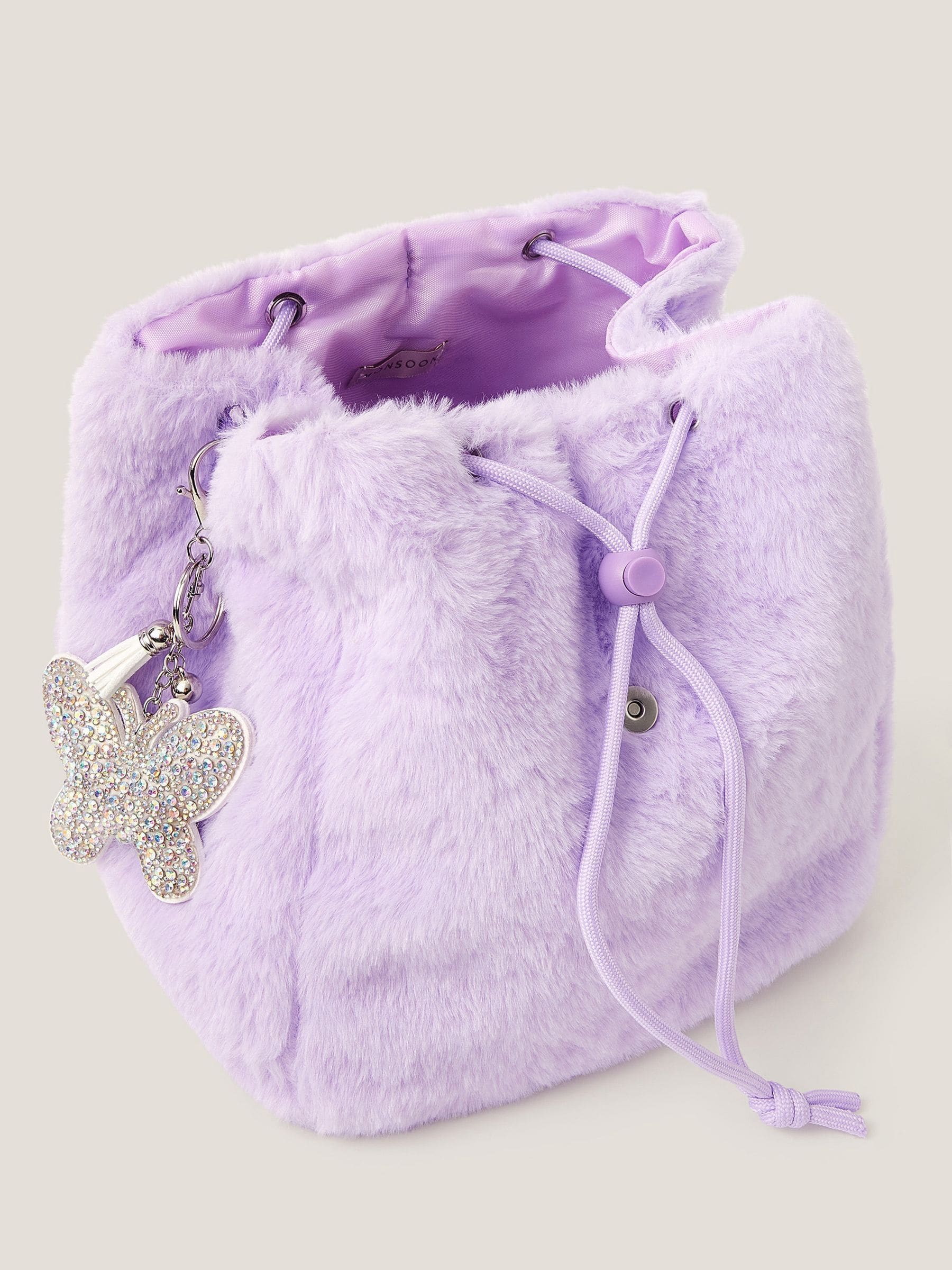 Monsoon Fluffy Backpack with Butterfly Charm