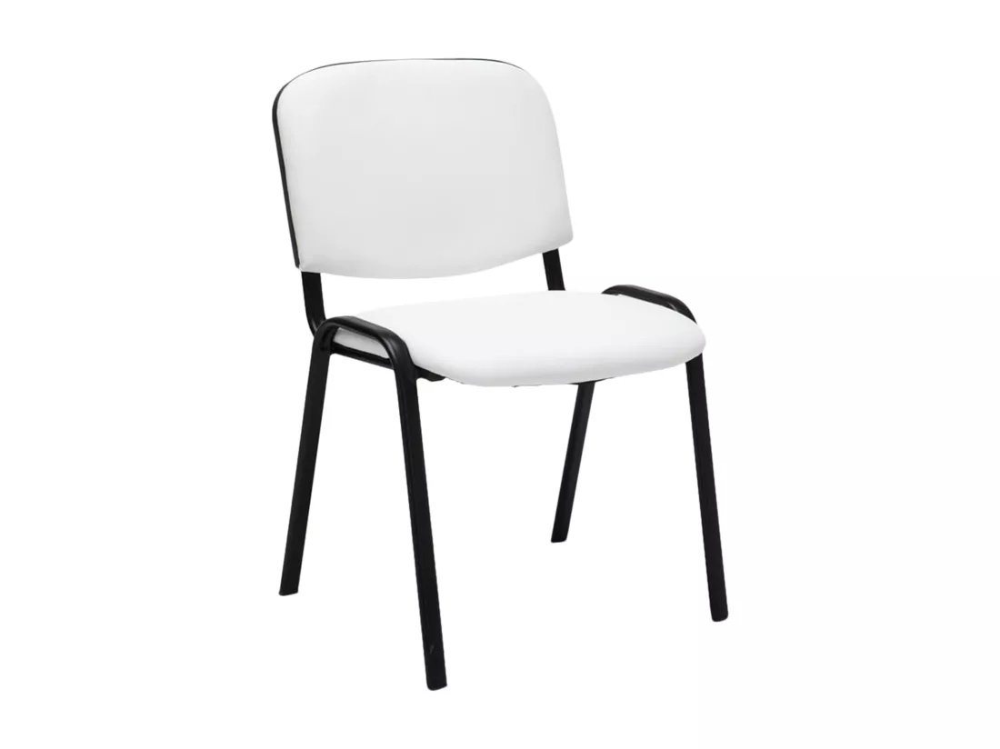Chaise de salle à manger - Similicuir & Métal noir mat - Blanc - Ken