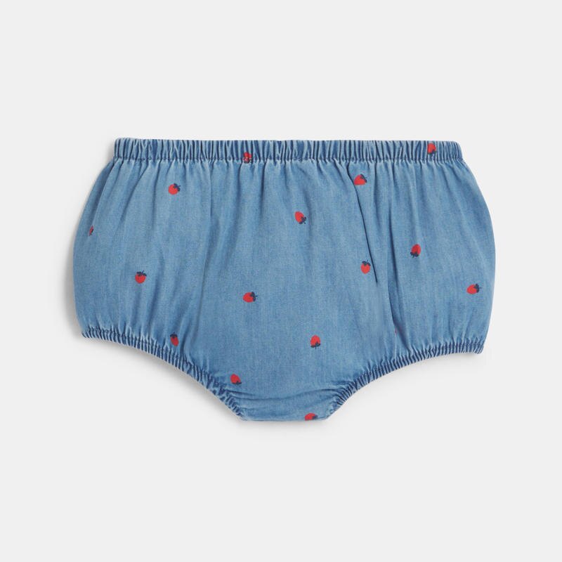 Robe croisée denim fraises bleu bébé fille Bleu