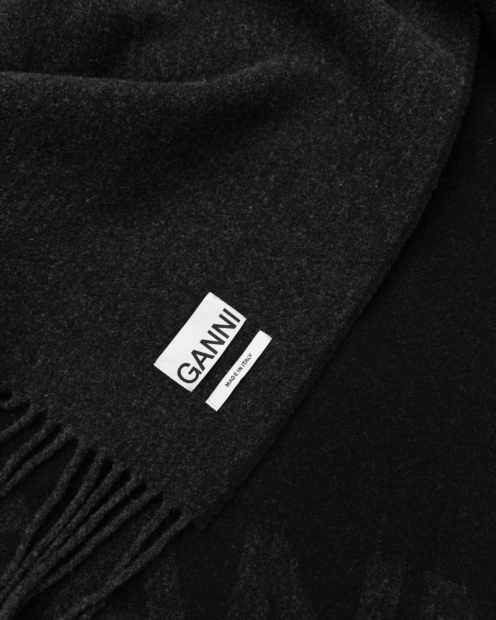 Ganni Fringed Wool Scarf