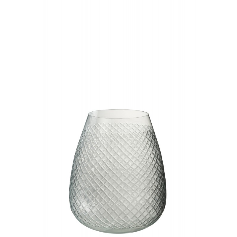 Vase à carreaux en verre transparent 18x18x25 cm