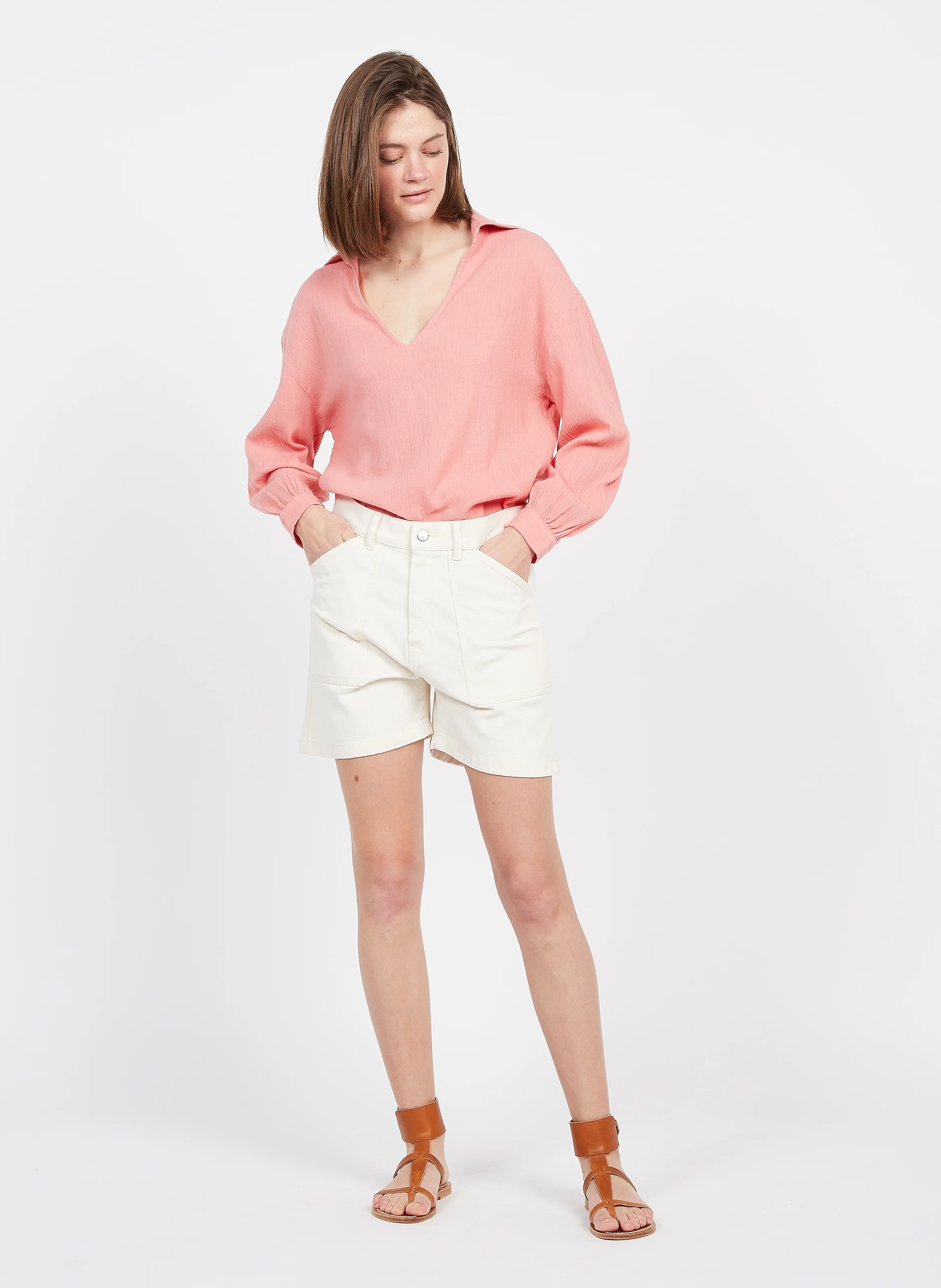 MARY - Short en coton mélangé | Blanc