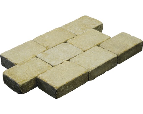 Rechthoekige straatsteen, antieke stijl, beige melange, 14 cm x 14 cm x 7 cm