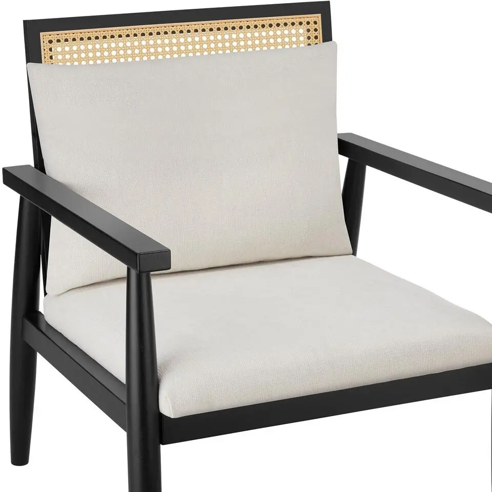 tectake Loungestoel Manuela met Weens vlechtwerk en extra kussen, Wit